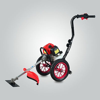 52cc Gasoline Brush Cutter Hand Push Grass Cutter Wheels Grass Trimmer